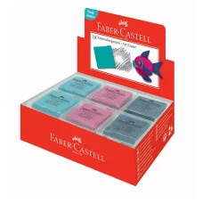 Ластик-клячка Faber-Castell, формопласт, 40*35*10мм, бирюзов./розов./синий, пластик. контейнер 306111