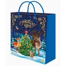 Dream cards Пакет подарочный с мат.лам.и тис.фол.26 4х32 7х13 6 см(L)Новогодние друзья 190г ППК-2350