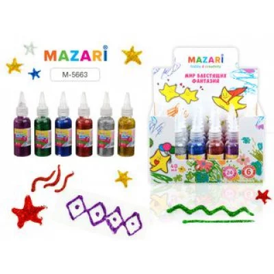 Гель с блёстками M-5663, 40 мл, 6 цветов, M-5663