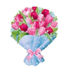 Плакат вырубной А3 И933 Империя Поздравлений Букет розовых тюльпанов 59341