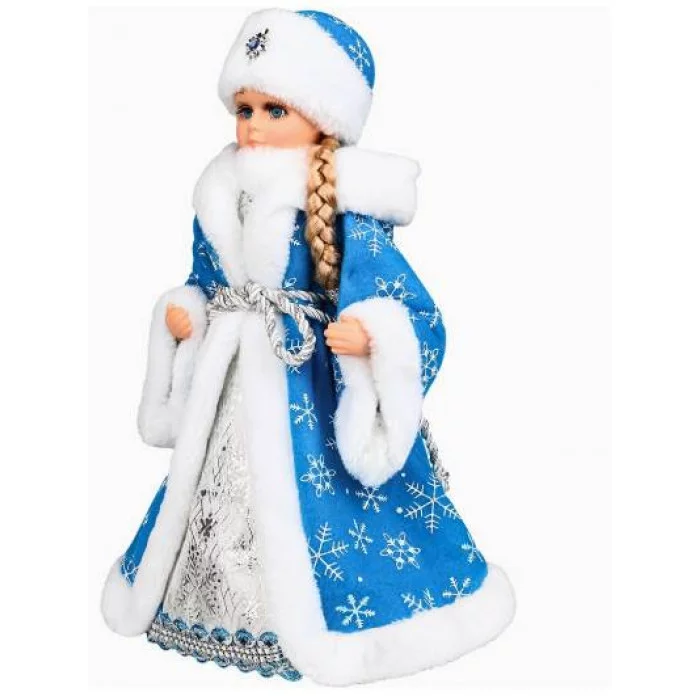 Сувенир музыкальный Внучка деда мороза в голубой шубе с мелодией 40 см Т-6821