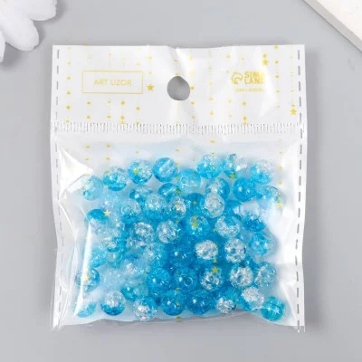 Бусины для творчества пластик "Мыльный пузырь бело-голубой" набор 20 гр 0,8х0,8х0,8 см   9129423