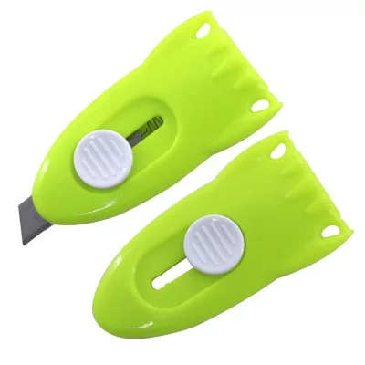 Нож канцелярский Alingar, 9 мм, детский мини, с механической фиксацией лезвия, корпус в форме ракеты 6 см, ассорти, блистер с европод. AL11219