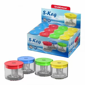 Точилка пластиковая ErichKrause S-Keg, Neon, с контейнером, ассорти 56036