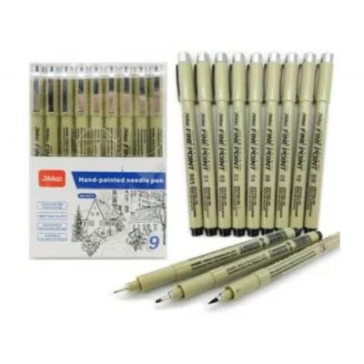 Линеры 9 шт. DC-332/CZ-138 черные (0.05, 0.1, 0.2, 0.3, 0.4, 0.6, 0.8, 1.0, кисть) с клипом в упаковке ПВХ №6571 326921