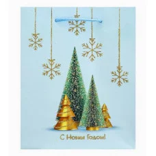 Dream cards Пакет подароч. с мат.лам. и глит. 18х23х10 см (M) Ёлки 190г ППК-2311