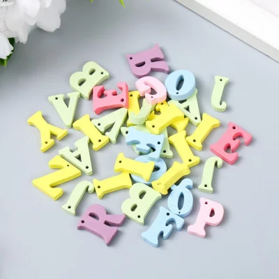 Бусины для творчества дерево "Английский алфавит" набор 30 шт 1,5х1,5х0,3 см   9282105