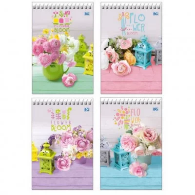 Блокнот А6 гребень 40л. клетка Flover bloom ассорти Б6гр40 7466