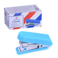 Степлер "Attomex" № 10 (мощность 10 листов, глубина скрепления 30 мм) малый пластиковый, со встроенным антистеплером, в картонной коробке, синий 4142315