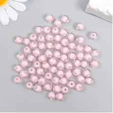 Бусины пластик "Светло-розовые" глянец 20 гр  d=0,8 см   7674696