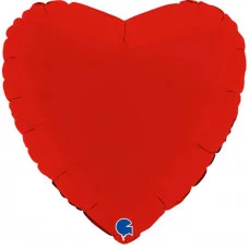 Шар (18\'\'/46 см) Сердце, Красный, Сатин, 1 шт. 180000MR
