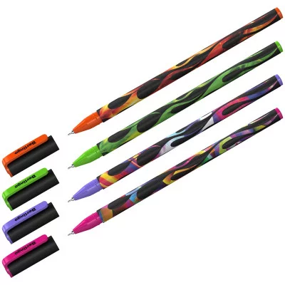 Ручка шариковая Berlingo "Funline. Flame", 1 шт, синяя, 0,7мм, рисунок на корпусе, цвет корпуса: ассорти, без выбора цвета 319392