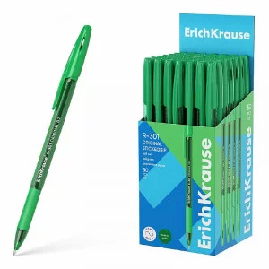 Ручка шариковая ErichKrause R-301 Stick&Grip Original 1.0 цвет чернил зеленый, 1шт 60975