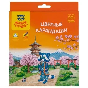 Карандаши цветные Мульти-Пульти "Енот в Японии", 24 цв., трехгран., заточенные 389456