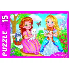 МАКСИ-ПАЗЛЫ 15 элементов. ПРИНЦЕССА С КОТЯТАМИ (Арт. ПУ15-3962)