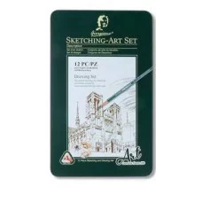 Набор для скетчинга DJ-30 Giorgione 12 предметов для набросков, графики в металлической коробке G-121208 333006