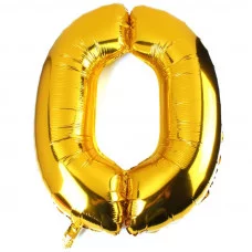 Шары фольга Цифры золото/серебро "0" 100 см.