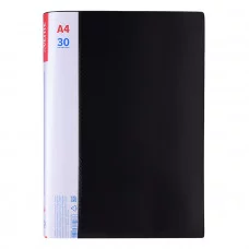 Папка с 30 вкладышами "Daily" A4, 500 мкм, вкладыши 030 мкм, фактура "песок" сменная этикетка, непрозрачная черная 3102409