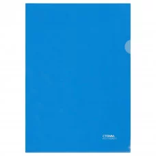 Папка-уголок СТАММ А4, 180мкм, пластик, прозрачная, синяя 356788