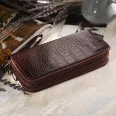 Кошелек жен 08-01-07 Виола, 19*3*10, 3отд на молниях, д/кред, с ручкой, коричневый 1154476