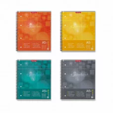 Тетрадь общая на спирали ErichKrause Spiralblock, А5+, 80 листов, клетка, перфорация, микроперфорация_MIX-PACK 58417