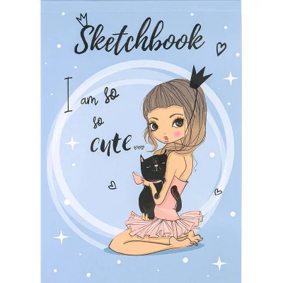 Скетчбук Девочка с котом А5, 48л, КБС (офсет) С48-4196