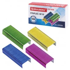 Скобы для степлера цветные №10, 1000 штук, BRAUBERG "EXTRA", до 20 листов, 229300