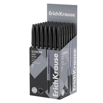Ручка шариковая ErichKrause Slender Stick Grey 0.7, Super Glide Technology, цвет чернил чёрный  63086