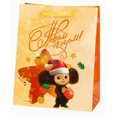 Пакет подарочный с глянц.лам. 18*23*10см(M) "Новогодний Чебурашка" 157г ПКП-0397