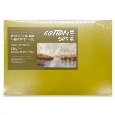 Скетчбук А4+ 20л. DI-596 "Лодки" акварельная бумага, среднезернистая, 230гр/м2, хлопок 50%, целлюлоза 50%, 270х390мм, склейка по 4 сторонам 332471