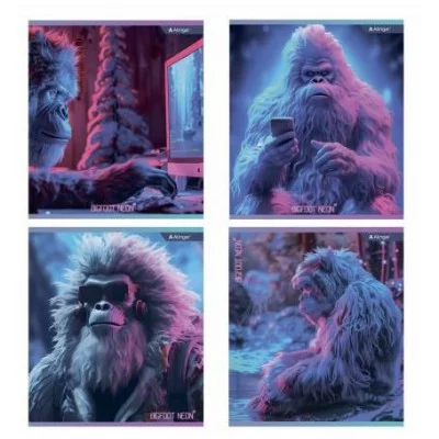Тетрадь 48л., А5, клетка, Alingar "Big foot, Neon", скрепка, мелованный картон (стандарт), блок офсет AL11223