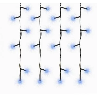 Гирлянда Штора 3 м длины 40 см и 65 см тёмная нить 140 синих ламп 8 режимов ГШ-0013