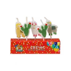 Свечи для торта на пиках Ламы и кактусы, 5 шт.  С-6244 466-5-307-36244-0