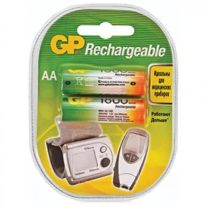 Батарейки аккумуляторные КОМПЛЕКТ 2 шт., GP, АА (HR6) , Ni-Mh, 1800 mAh, блистер, 180AAHC-2DECRC2 454107