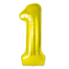 Шар (40\'\'/102 см) Цифра, 1 Slim, Золото, 1 шт. 901911O
