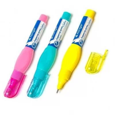 Корректор-ручка Alingar, 7 мл, на спиртовой основе, металл. наконечник, яркий цветной корпус, ассорт AL4499