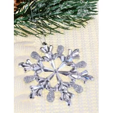 Новогоднее подвесное украшение Блестящая снежинка 13 см НУ-5103