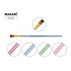 Кисть художественная, синтетика, №5, плоская, ручка обжимная деревянная, цветная M-5213