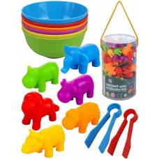 Сортер "Учим цвета. Животные" (17х9х9см., 36 фигурок,  6 цвет. тарелок, 2 пинцета) (арт. И-9397)