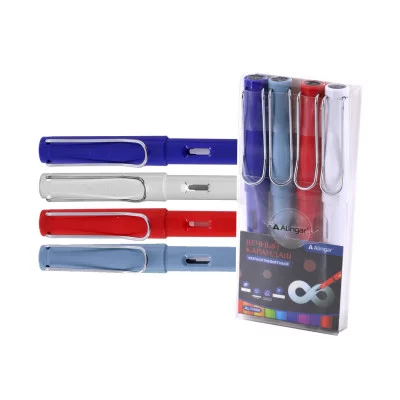 Набор вечных ч/г карандашей 4шт Alingar, пластик, с ластиком, круглый, заточенный, корпус ассорти цветов "Классика", ПВХ упаковка AL11068