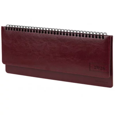 Планинг датированный 2026 305х140 мм BRAUBERG "Imperial", под кожу, бордовый, 117227