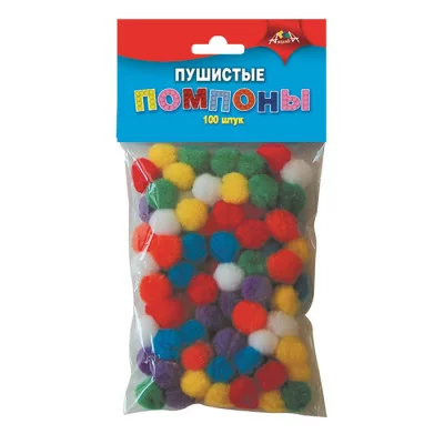 Материалы д/творчества ПОМПОНЫ Пушистые 15мм 100шт. (40п.х20шт.) С2576-01