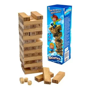 Деревянная игрушка. Игра "Башня. Высотка" (25см) ИД-0373