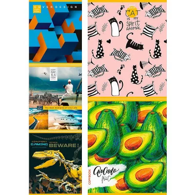 TM"Profit"Тетрадь КЛЕТКА 96л. МИКС 7912 (96-7912)  (обл. - мелов.картон) 5 дизайнов ПП-00153926