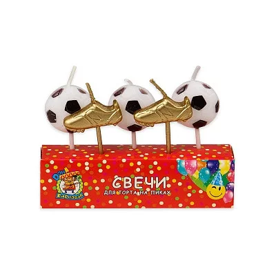 Свечи для торта на пиках Футбол 5 шт. С-6006