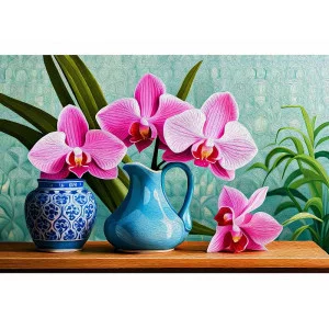 Алмаз мозаика (класс.) 30х40 см, с подр., с полн. заполн. (30цв) Цветы орхидеи (Арт. НД-0565)