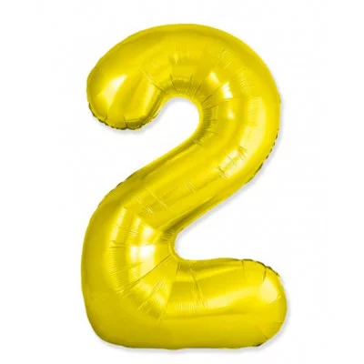 Шар (40\'\'/102 см) Цифра, 2 Slim, Золото, 1 шт. 901912O