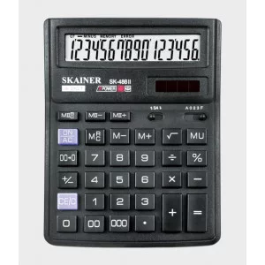 Настольный калькулятор SKAINER SK-486II (пл., 16 разрд., 2 пит., 2 пам., чер. 143 x 192 x 39.5 мм)(SDC-395)