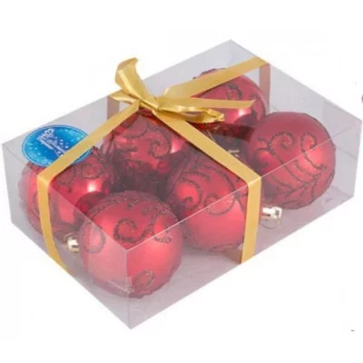 Набор шаров "Завитки" (6шт) 6см цвет красный 007485 8\2979