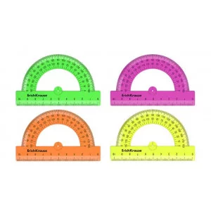 Транспортир пластиковый ErichKrause Neon Solid, 180°/10см, ассорти 57906